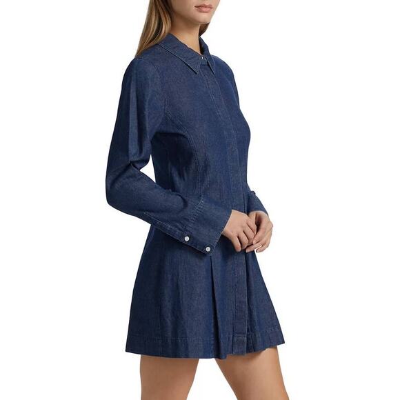 Derek Lam 10 Crosby Danielle Shirt Denim Mini Dress Jaye TR525440D160 US 2 XS - Picture 2 of 8